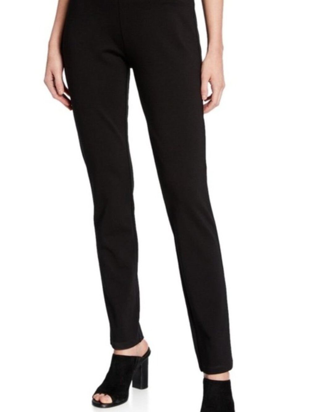 Eileen Fisher Black Slim Ponte Knit Pullon Pants